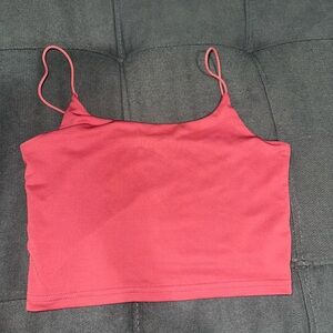 Red Spaghetti Strap Cropped Cami Tank Top Size S